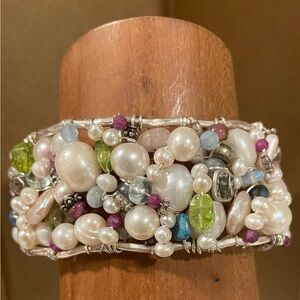 Handmade Pearl and Gemstone Cuff-NWOT